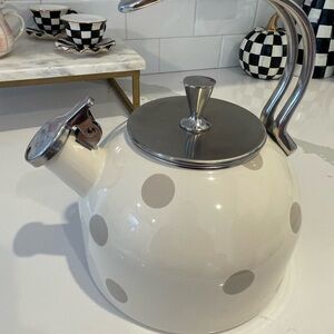 Kate Spade (Lenox) Polka Dot Cream and Silver Tea Kettle